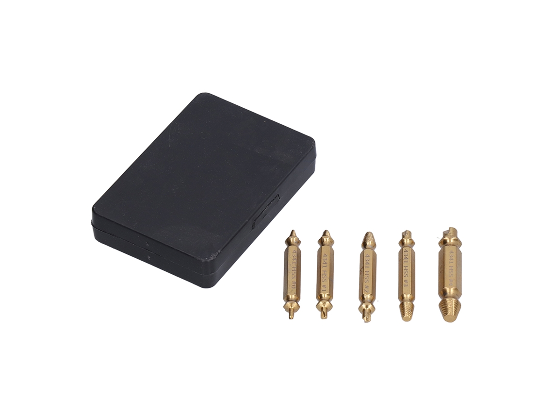 Juego De 5 Extractores De Tornillos Para Quitar Tornillos Rotos O Dañados, Doble Cabezal, Acero Al Carbono.