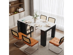 Isla De Cocina Con Ruedas, Mesa De Comedor Extensible Con Tapa Removible - Carro Móvil Con Enchufes - Blanco Y Negro