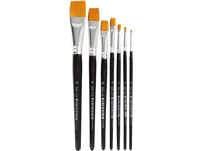Conjunto de 7 Pinceles CREATIV COMPANY 10247 (Negro - Pincel plano - Nylon)