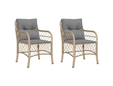 Conjunto 2 Sillones jardín con cojines VIDAXL ratán sintético beige mezcla