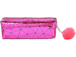 Estuche cilíndrico para lápices, organizador escolar para niñas y estudiantes con colgante Chennnls (rojo rosa)