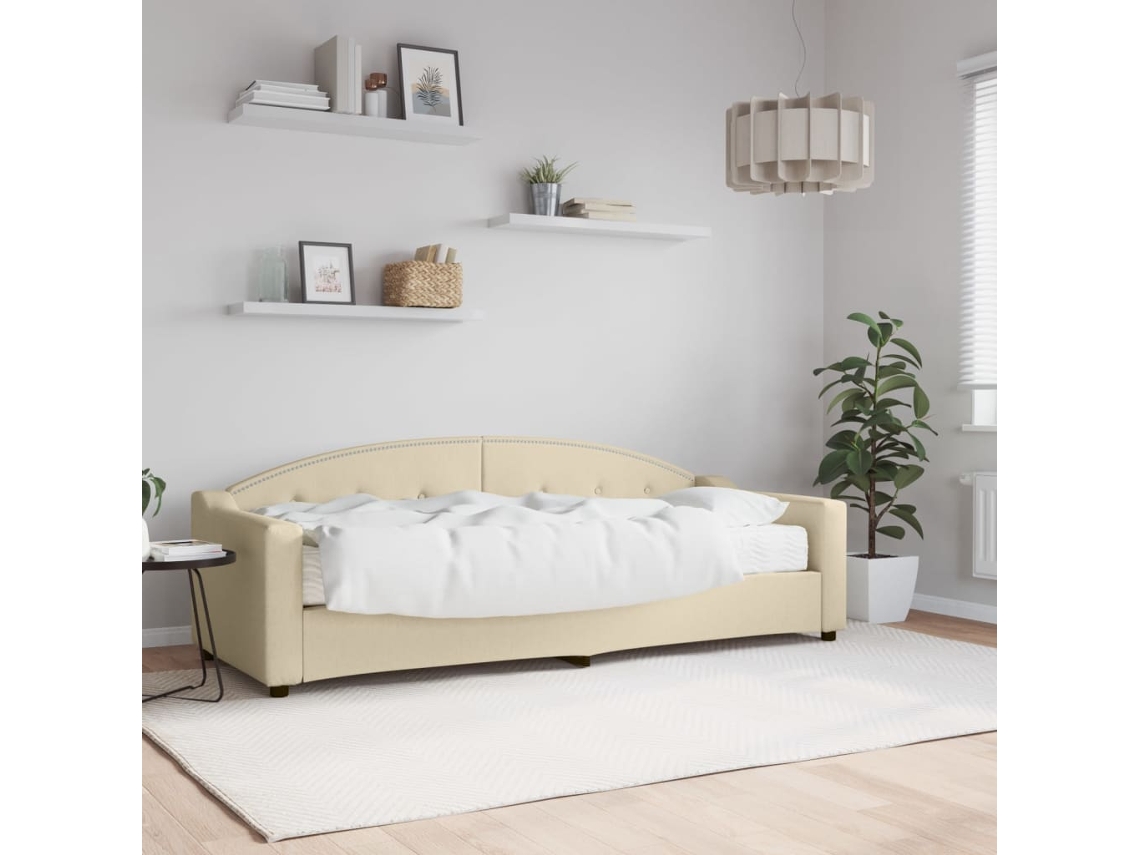 Sofá Cama Con Colchón Tela Crema 80x200 Cm