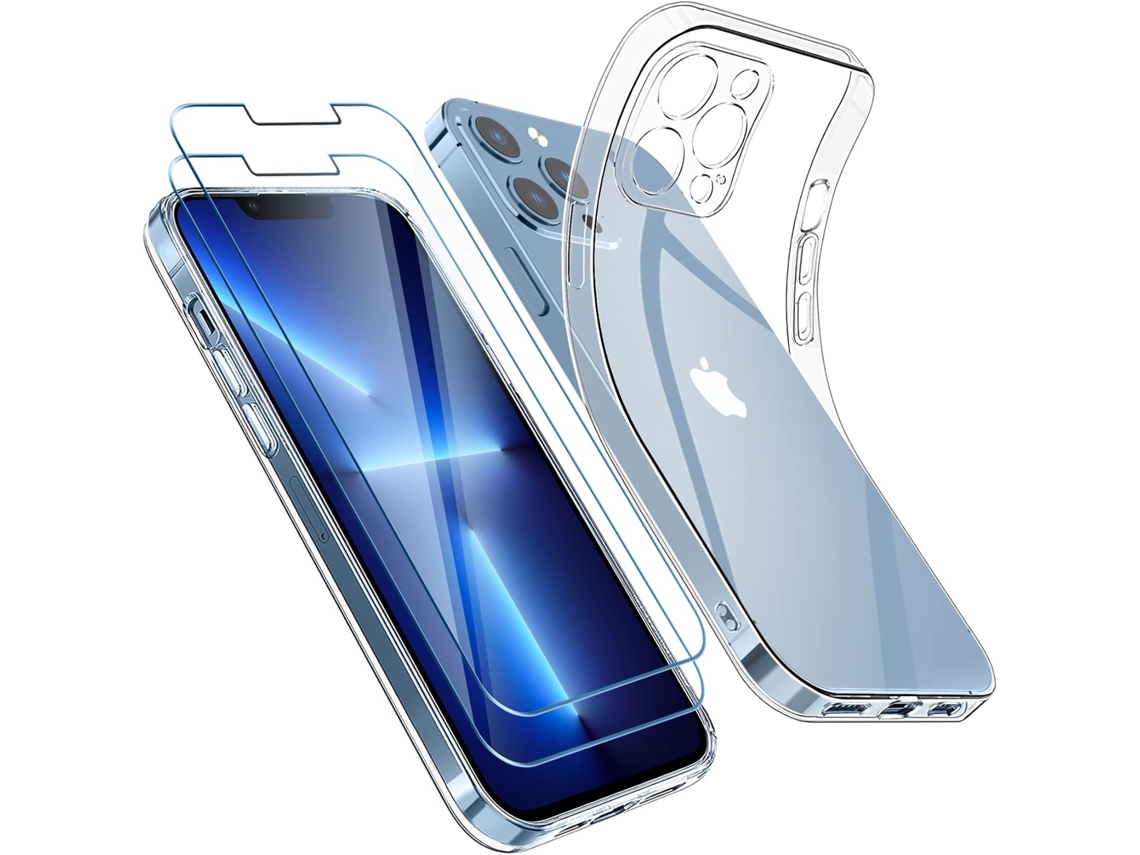 Conjunto de Fundas Proteção Câmera Fina para iPhone 13 Pro HONGWE. Textura Suave Resistente (2un)