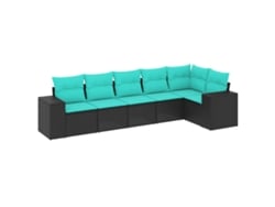 Maison Exclusive - Conjunto De Sofá De Jardín De 6 Piezas Con Cojines, De Poliratán Negro