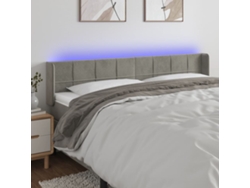 Cabecero Con Led De Terciopelo Gris Claro 203x16x78/88 Cm