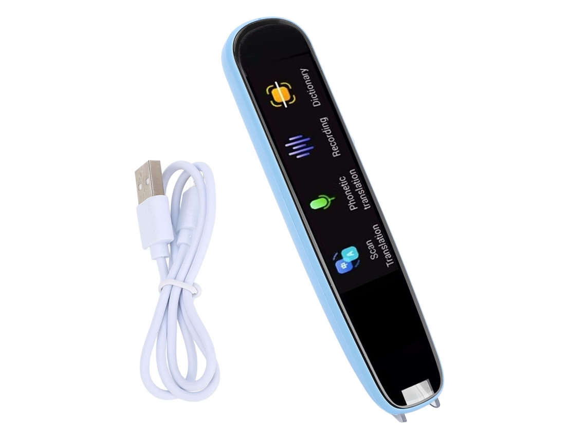 Lápiz Traductor Inteligente Con Escaneo Wifi, 112 Idiomas Y Pantalla Táctica Azul.