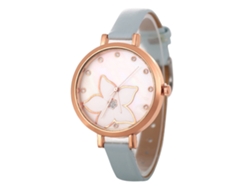 Reloj De Mujer De Moda Coreana Con Correa De Cuero, Cuarzo Amarillo, Analógico, Redondo.