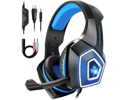 Auriculares para videojuegos Ps4, Xbox One, con cable, micrófono con cancelación de ruido y luz Led Rgb, auriculares estéreo envolventes para BISBI...