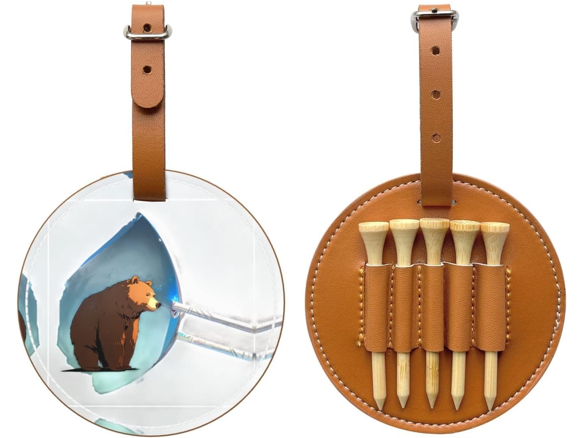 Bolsa Para Tees De Golf Marrón Material Pu Impermeable, Resistente Al Desgaste, A Prueba Humedad Clip Cinturón