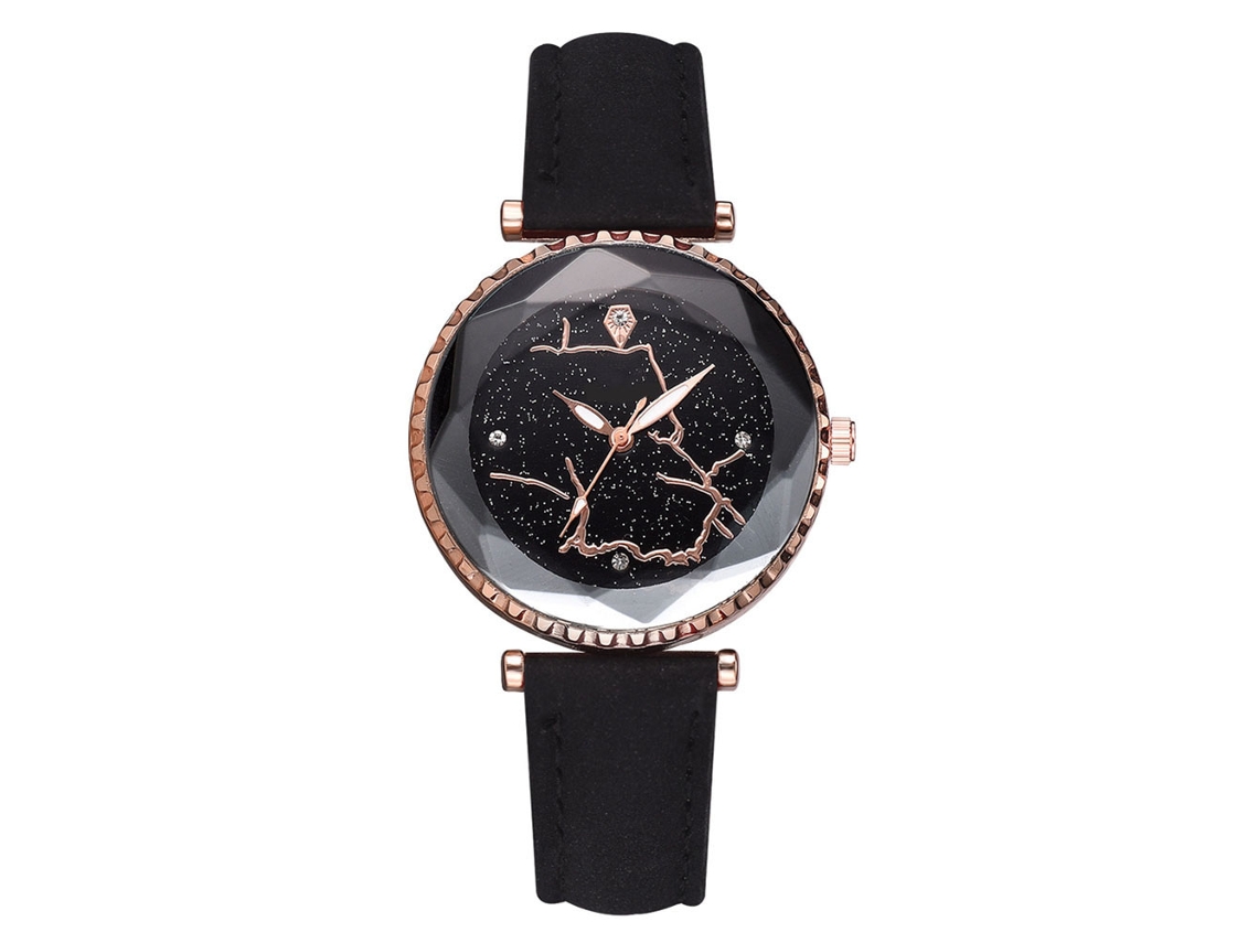 Reloj De Pulsera De Cuarzo Informal Para Mujer Con Correa De Pu Y Esfera Redonda Negra.