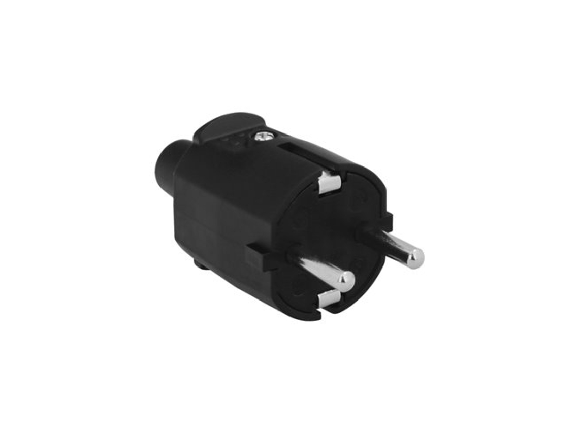 Enchufe industrial bipolar con toma de tierra de 4,8 mm fabricado en caucho negro Wolfpack Línea Profesional