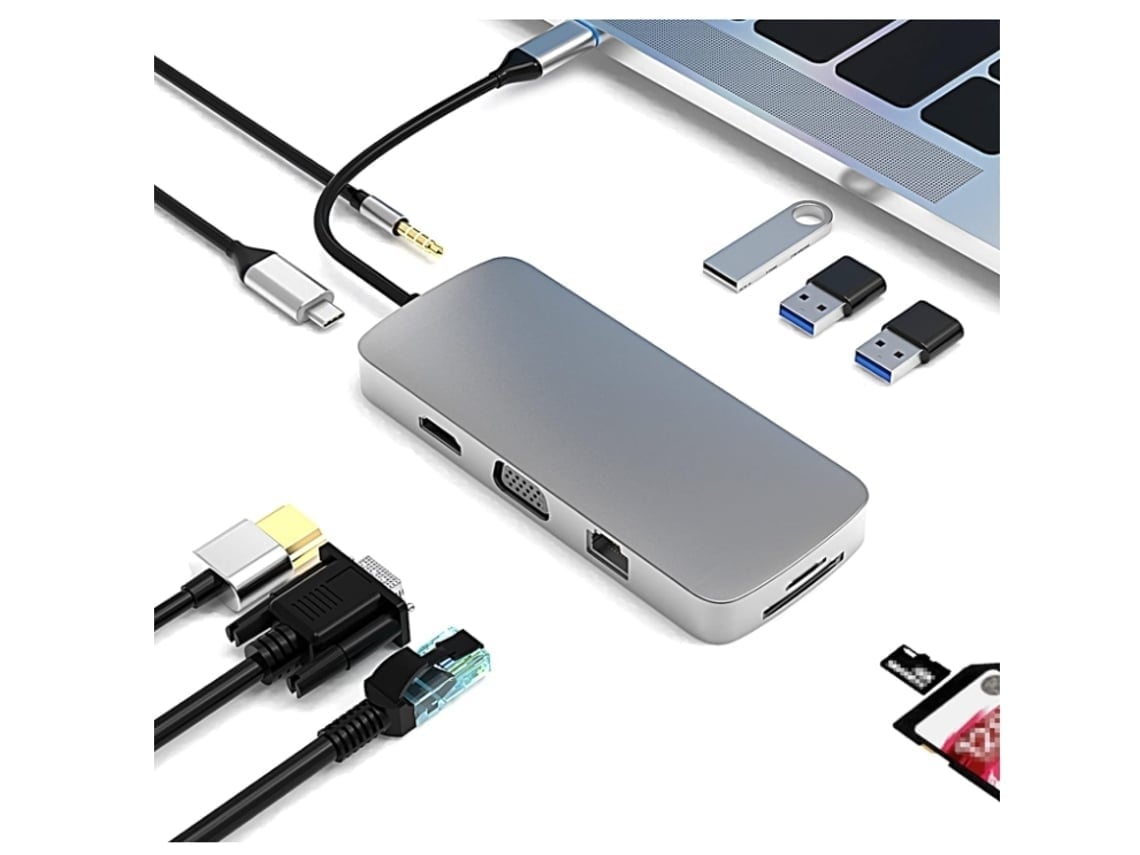 Concentrador Usb-c A Hdmi Y Lector De Tarjetas Sd, Adaptador De Audio Usb-c A 3,5 Mm Y Adaptador Ethernet*