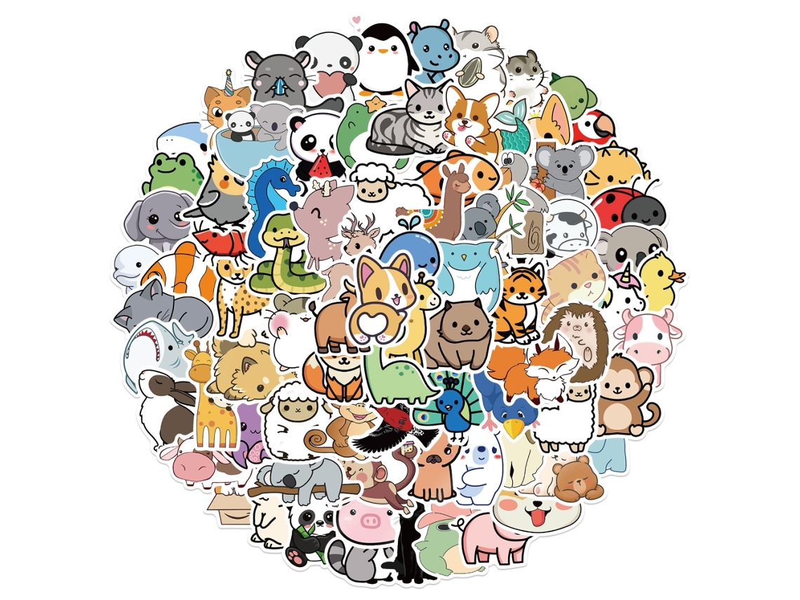 100 Pegatinas De Animales De Dibujos Animados, Impermeables Y Adorables, Para Portátil, Teléfono Móvil, Botella De Agua, Monopatín Y Mochila.