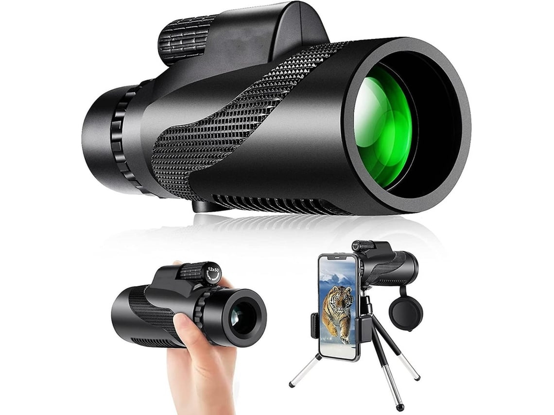 Telescopio monocular Chennnls 12x50 de alta potencia con prisma Bak4 para adultos y niños, ideal para observación de aves, resistente al agua, ideal para acampar