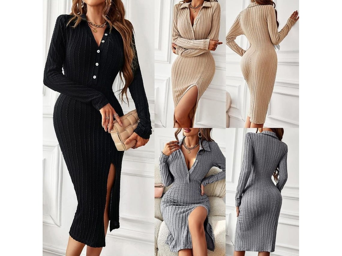 2026-vestido De Punto Sexy Otoño Invierno 2022 Mujer Slim Falda Un Paso