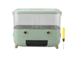 Caja Transparente Para Almacenar Arroz Con 2 Compartimentos, Dispensador Sellado, Color Verde Claro Para Granos.