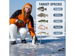 Kit De Equipo Para Pesca En Hielo Con Caña Y Carrete, Recogedor De Hielo Y Anzuelos Para Pesca En Hielo.