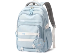 Mochila Escolar Impermeable Ligera Gran Capacidad, Moderna Para Colegio Viaje, Azul