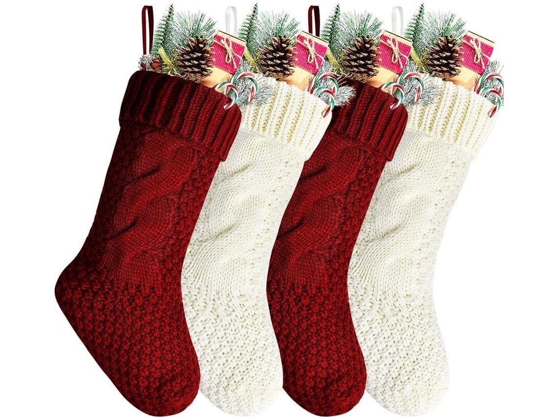 Calcetines Navideños De Punto, Rojos Y Blancos, Ergonómicos, Para Uso Diario.