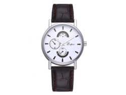 Reloj De Pulsera Para Hombre Con Correa De Pu Y Movimiento De Cuarzo Casual Moderno Marrón