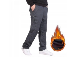 2026-pantalones De Invierno Para Hombre Con Felpa Gruesa Termicos Con Bolsillos Casuales Rectos Lej M Gris