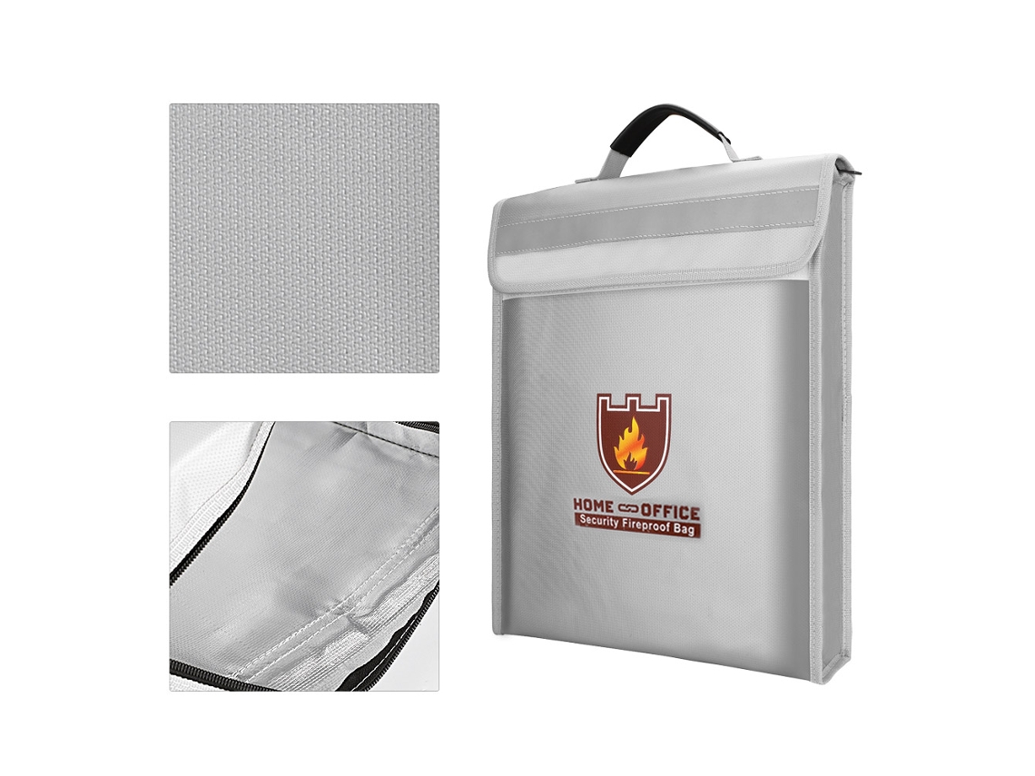 Bolsa Ignífuga E Impermeable Con Asa Para Documentos Valiosos, Hogar/oficina, 15x11x2.56 Pulgadas