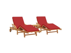 Maison Exclusive - Conjunto de chaise longue de 3 piezas en color rojo, 200 x 67 x 84 cm