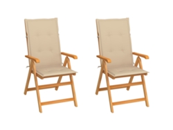 Conjunto 2 Silla de exterior VIDAXL Beige Teca (57x71.5x109 cm)
