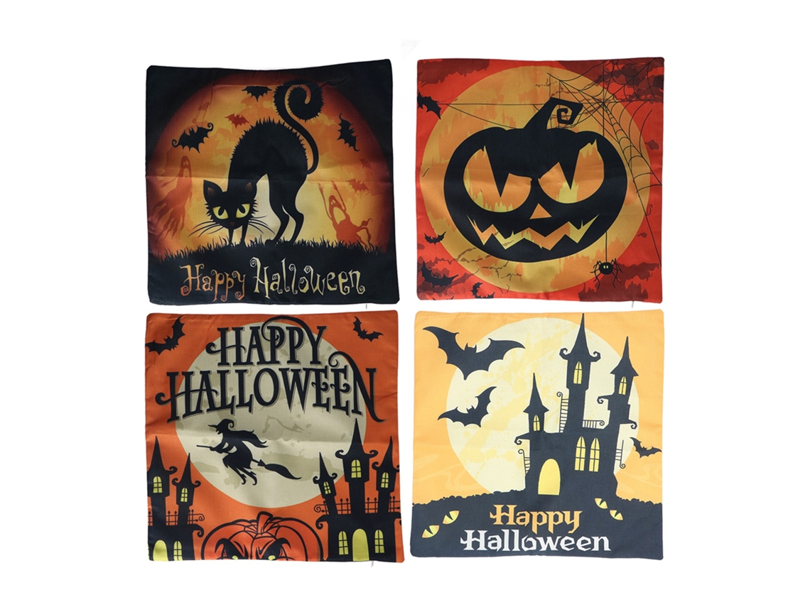 Fundas de cojín con estampado de calabazas de Halloween y cierre de cremallera