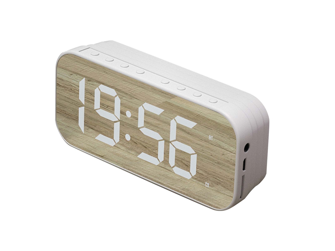 2026-reloj Despertador Con Altavoz Bluetooth Mirror Display Digital Para Dormitorio Oficina Blanco