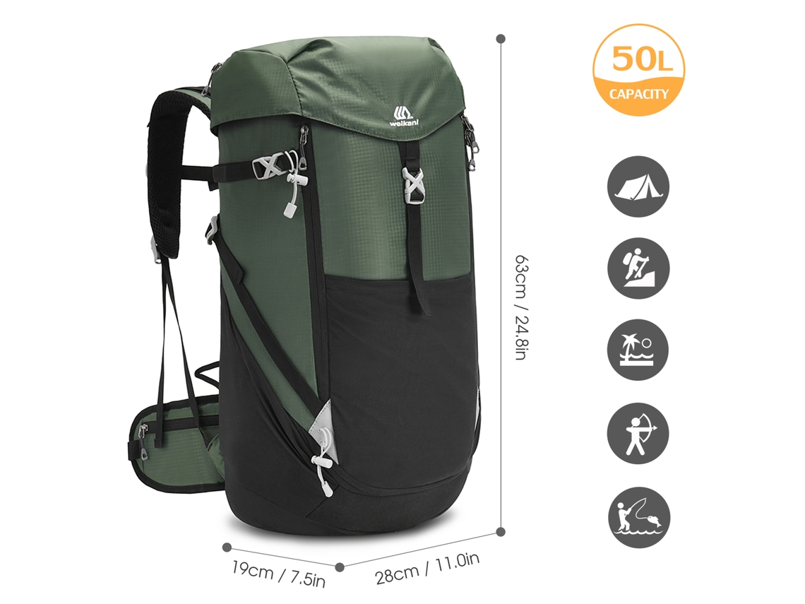 Mochila De Montaña Impermeable De 50 Litros, Gran Capacidad, Para Ciclismo, Correr, Senderismo, Acampada Y Actividades Al Aire Libre.