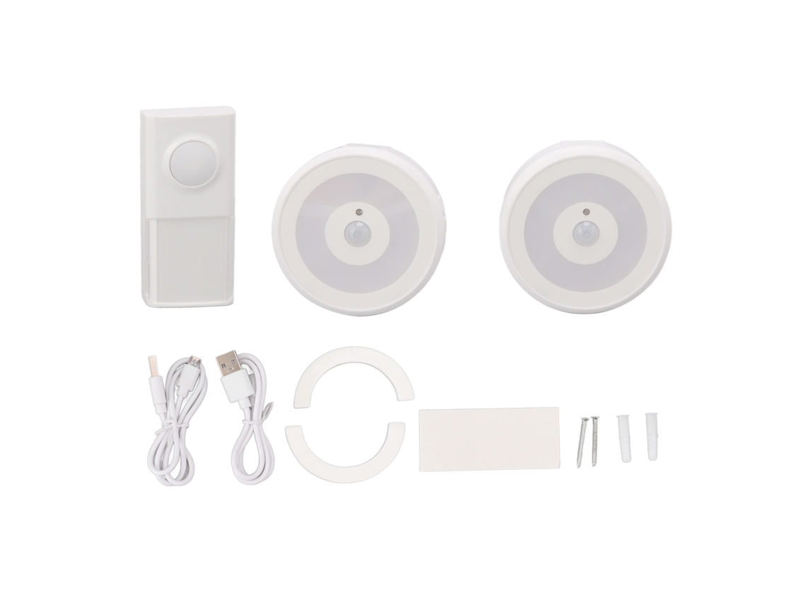 Timbre semi-cableado Primerox, resistente al agua, inteligente, con luz de inducción, forma de cuerpo humano, 58 melodías, blanco.