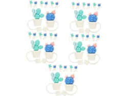 Juego de 5 tapas decorativas con forma de cactus para tazas y vasos.