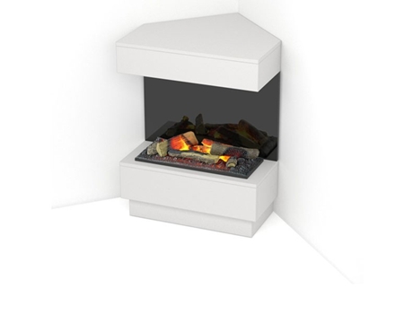 Chimenea eléctrica esquinera LED autoportante TARAVO Blanco mate / Negro 70 x 95 x 30/65 400 / 600 OUTINFIRE