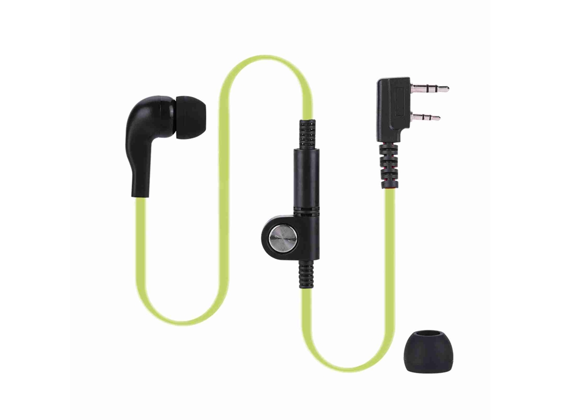 Auriculares Con Micrófono Ptt Para Radio Walkie-talkie, 2 Pines, Cable Plano, Color Verde.