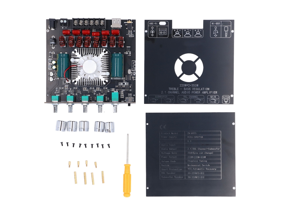 Placa de Amplificador Bluetooth de 220w*2 com controle por app
