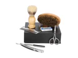 Kit De Cuidado De Barba De 6 Piezas: Cepillo, Peine, Tijeras, Maquinilla De Afeitar Y Soporte.