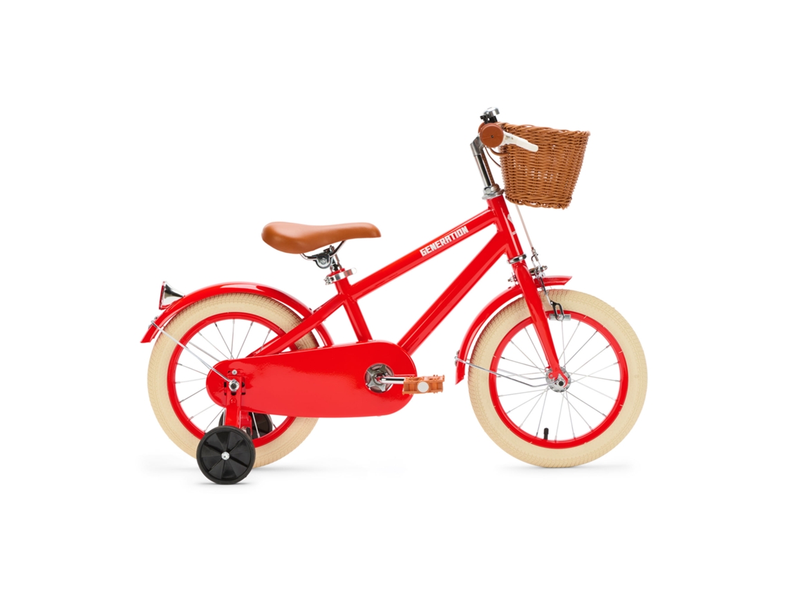 Bicicleta infantil retro roja de 14 pulgadas con cesta - Generation