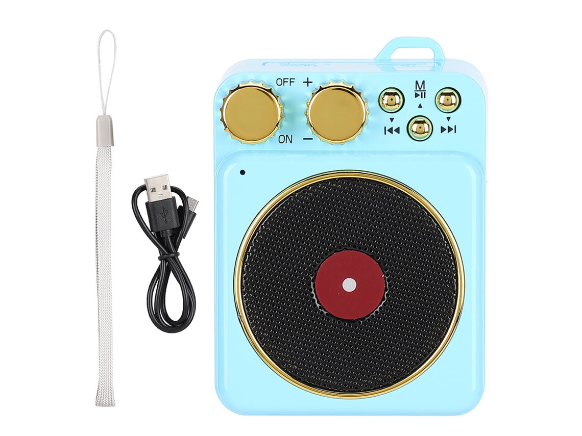 Altavoz Retro Bluetooth 5.0 De 3,7 V Con Transmisión De Voz, Mp3/tarjeta Tf, Portátil - Azul