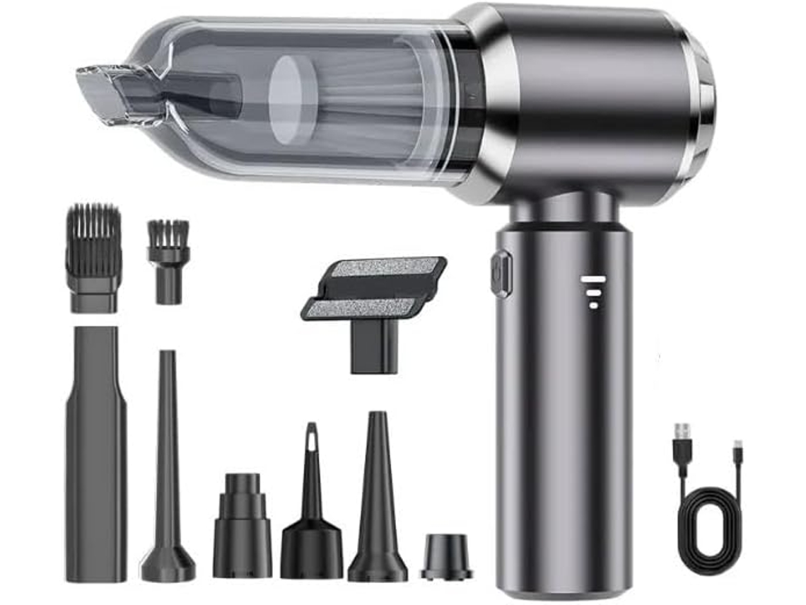 Aspiradora Digitallab para coche, portátil y mini, recargable (gris)