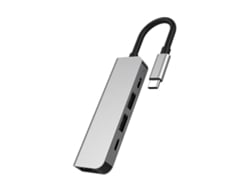 Estación de acoplamiento USB 5 en 1 PD60W, convertidor tipo C a portátil, multifuncional, aleación de aluminio, gris Lalalamoli