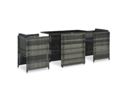 Conjunto de bistró de 3 piezas DKD Home Decor con cojines de mimbre gris