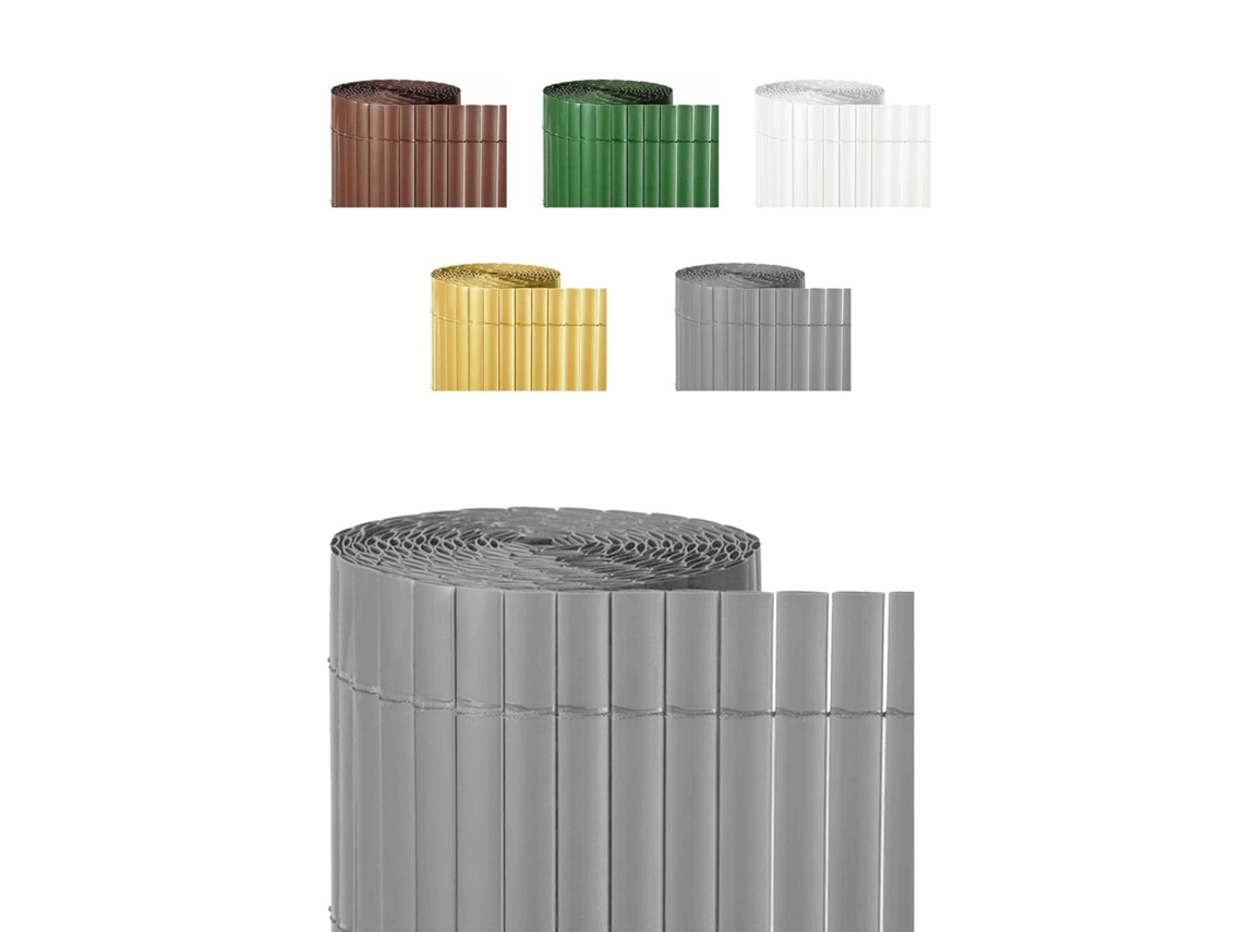 Cañizo Pvc Doble Cara 1600Gr/M² Valla Ocultación Resistente a Los Rayos Uv Protección Contra El Viento Gris 2X3M