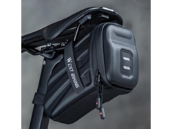 Bolsa trasera rígida para bicicleta de montaña y carretera, diseño de sillín, tira reflectante, luz trasera, colgable, Mdug (negro)