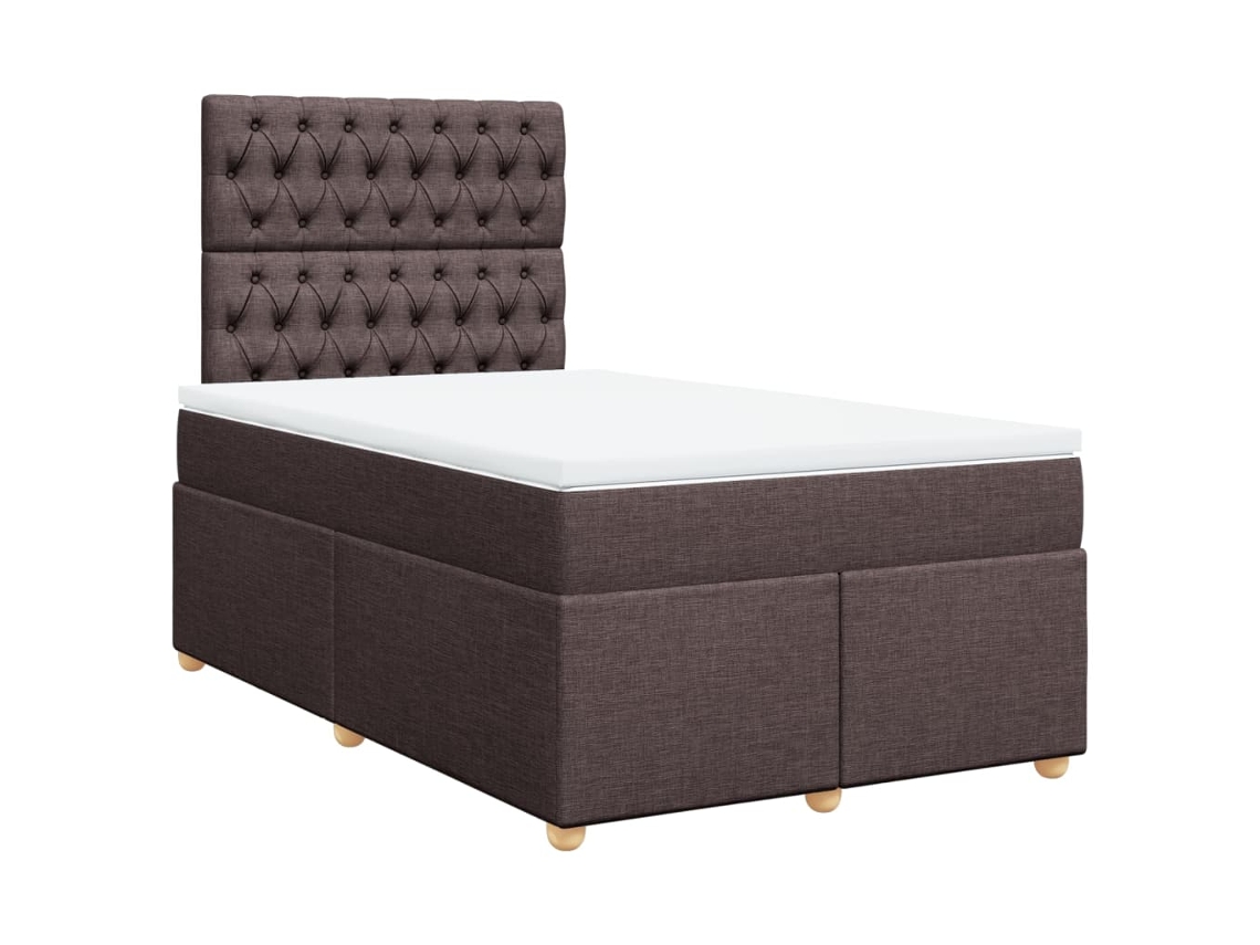 Maison Exclusive - Cama Box Spring Con Colchón Tela Marrón Oscuro 120x200 Cm