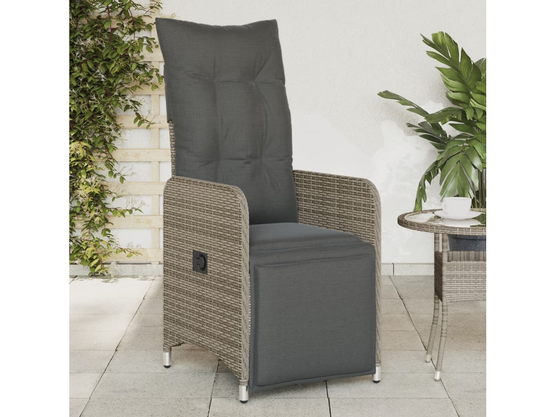 Sillas de jardín reclinables de 2 piezas DKD Home Decor con cojines de mimbre gris
