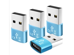 Adaptador de cable de datos tipo C hembra a USB 2.0 para cargador de teléfono móvil, 4 unidades, color azul Chennnls