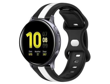 Correa de reloj inteligente para Samsung Galaxy Watch Active 2 44 mm 20 mm Hebilla de mariposa de silicona bicolor (negro + blanco)