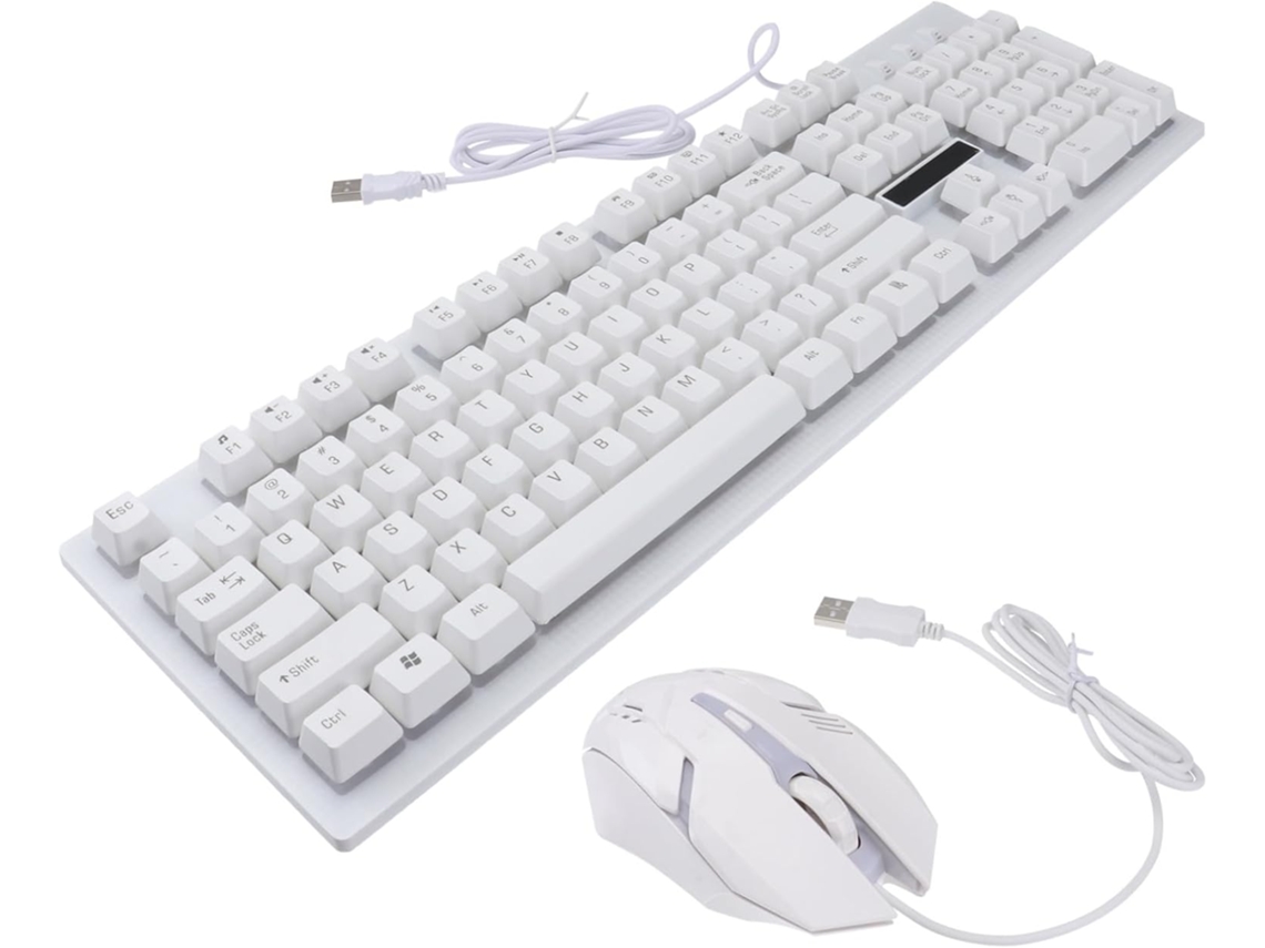Conjunto Teclado Ratón Usb Cable Juegos Mecánico Retroiluminado 104 Teclas Plástico Ideal Oficina Cafetería