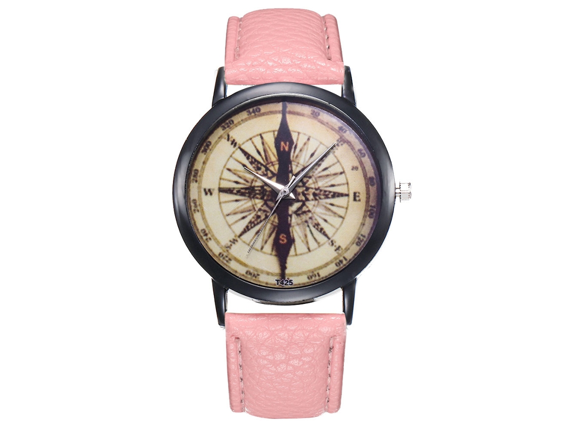Reloj De Cuero Pu Para Hombre Dial Redondo Moda Reloj De Cuarzo T425 (rosa)